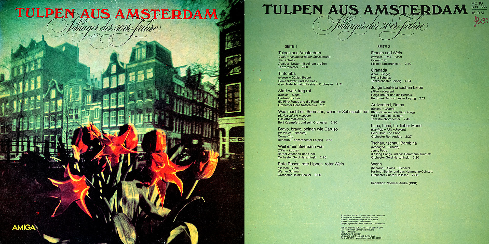 Tulpen aus Amsterdam - Klaus Gross / Sonja Siewert & Ilse Hass / Cornel Trio / Bärbel Wachholz u. v. a. m